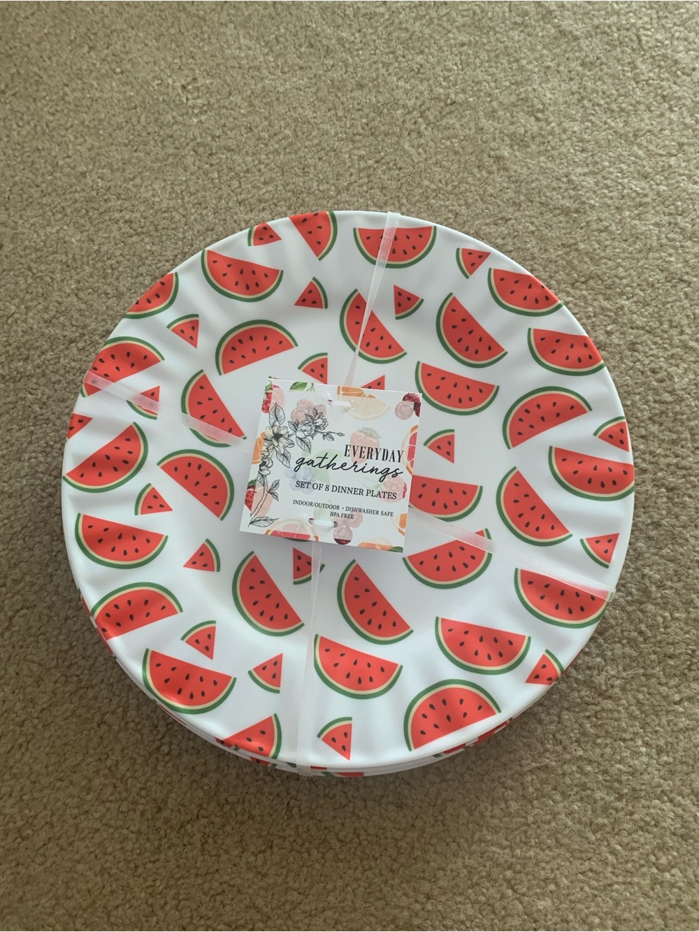 Watermelon Print Dinner Plates - Red/Green